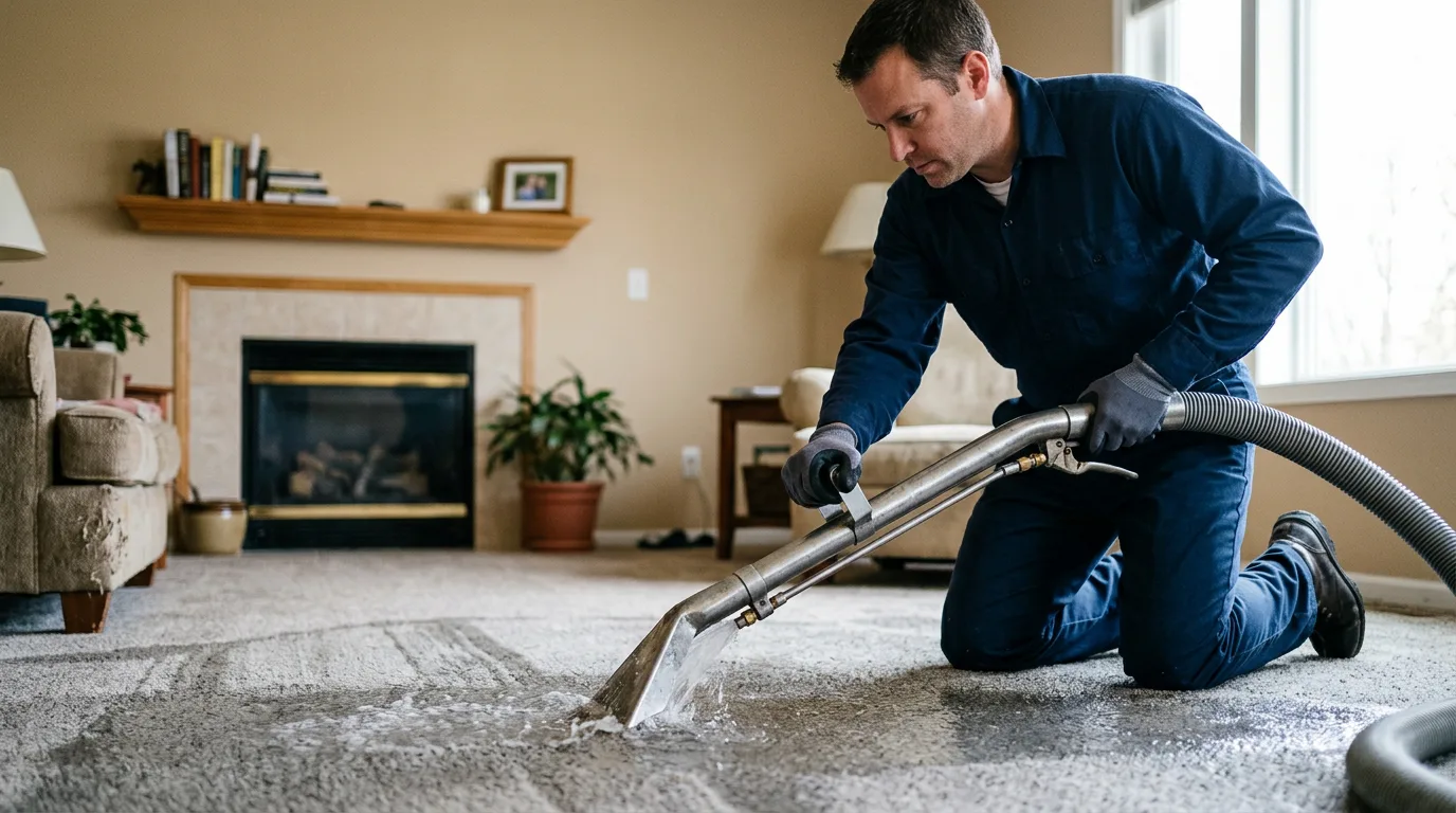 Water damage restoration technician working near Jonestown, PA